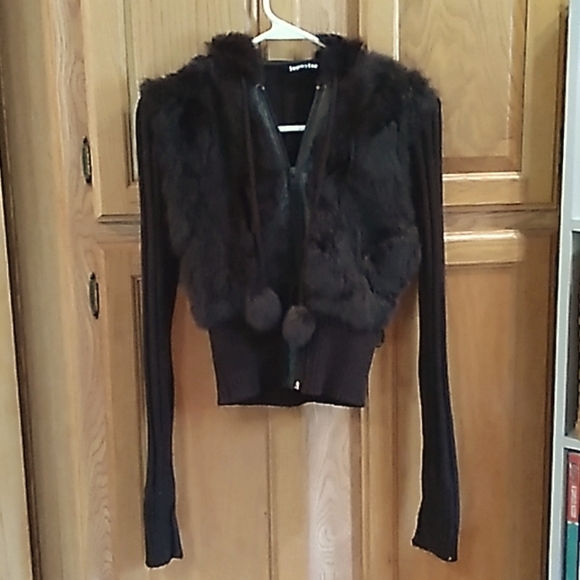 COPY - Jennyfer .J Sz S Brown Rabbit Fur Jacket - Picture 2 of 9